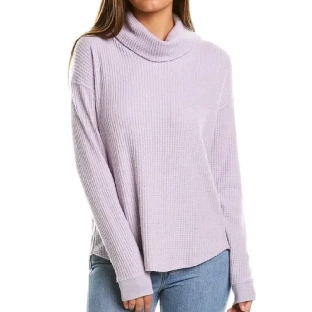 Splendid Womens Sweater Size XS Lilac Brushed Thermal Cowl Neck Oversized New